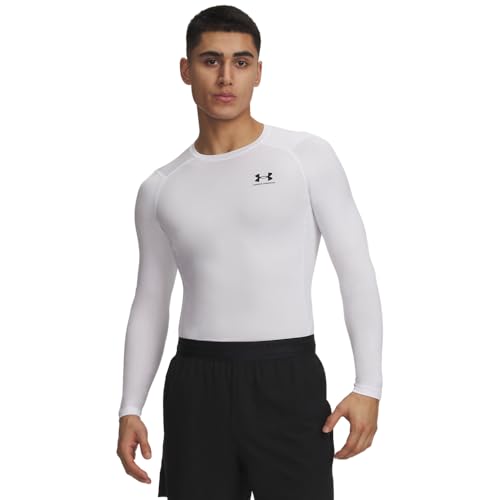 Under Armour Men's HeatGear Compression Long-Sleeve T-Shirt Medium White/Black