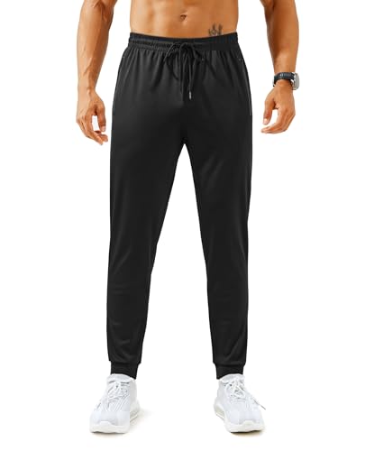 Lightweight Athletic Joggers with Zipper Pockets - Medium Black