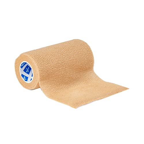 Medline Self-Adherent Cohesive Wrap Bandage 4" x 5 yd Latex-Free, Tan, 18 Count