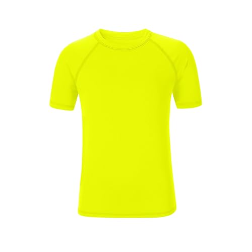 Boys Neon UV Sun Protection Rash Guard Swim Shirt - 7-8 Years Yellow
