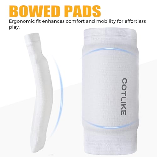 Youth White Volleyball Elbow Pads for Kids Age 8-13 - Non-Bulky, Flexible Protection