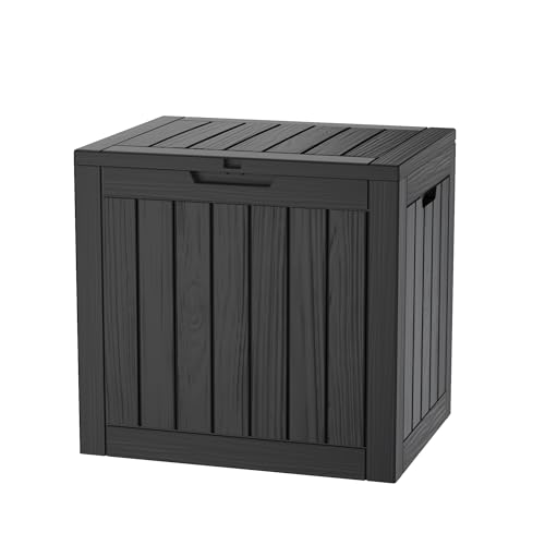 TARKARI 35 Gallon Lockable Resin Deck Box, Waterproof & UV-Resistant Outdoor Storage Box for Outdoor Cushion Storage, Garden Tools & Pool Accessories Storage, Black