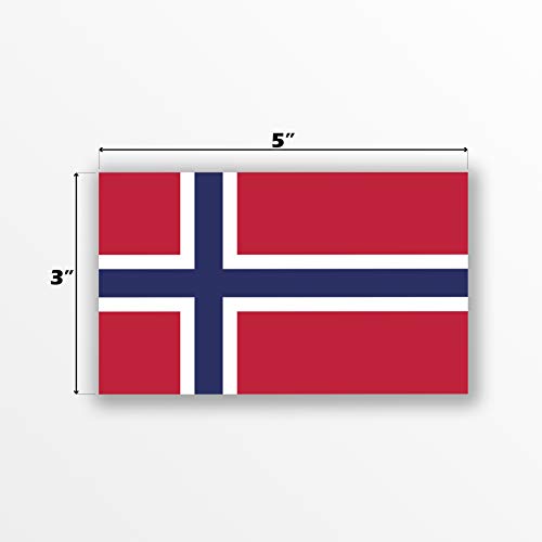 Norway Flag Vinyl Decal Sticker - 5x3 Inch Weatherproof 2-Pack