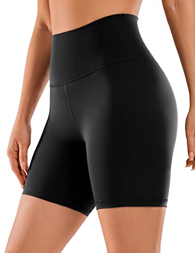 CRZ YOGA Naked Feeling Medium Black Biker Shorts 6" Seamless Waistband