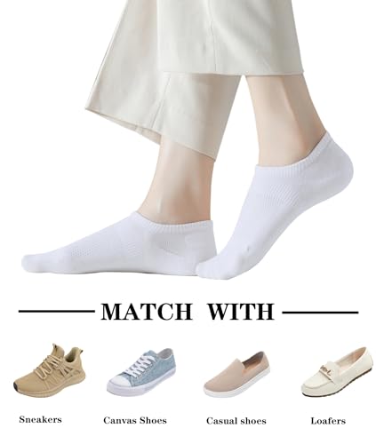 No Show Socks for Women - Cotton Thin Low Cut Non Slip Liner - 6 Pairs in White/Black/Gray