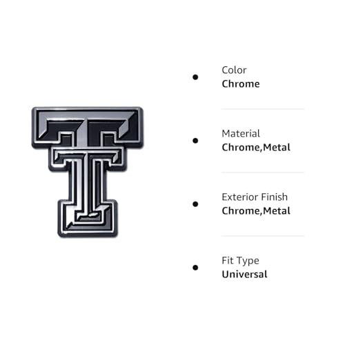 Texas Tech Red Raiders Premium Metal Auto Emblem - Chrome