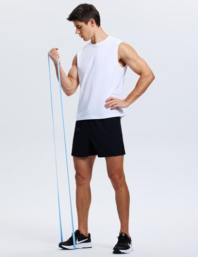 Men's Quick Dry Sleeveless Workout Tank Top - Large, White