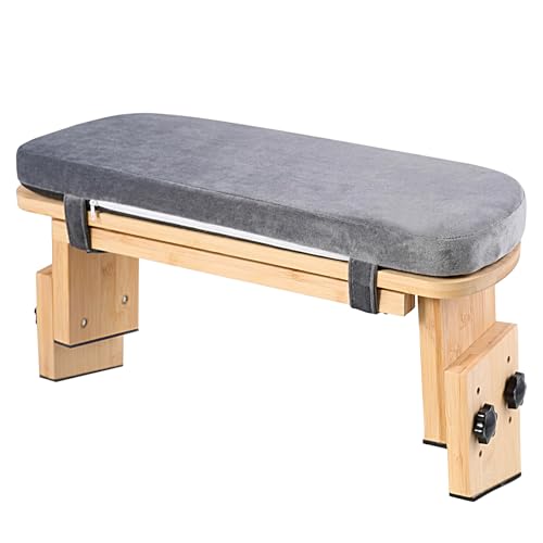 Adjustable Height Bamboo Meditation Bench with Velvet Cushion