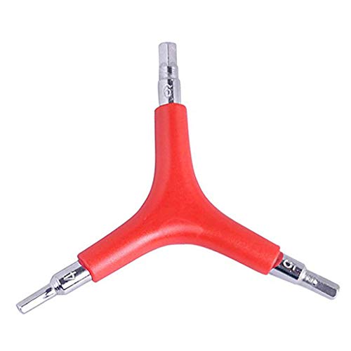 3-Way Hex Wrench Tool for Bicycle Maintenance - Red Handle