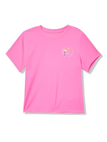 Girls' UPF 50+ Short Sleeve Swim Sun Tee Rash Guard - Large Sugar Plum