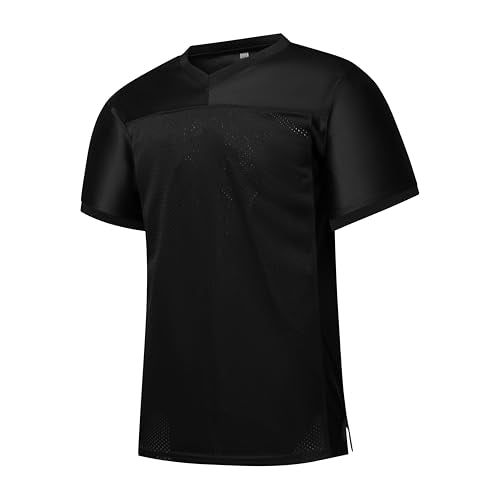 YWIES Unisex Football Jersey Mesh Shirt Large Black - Practice/Team Jersey