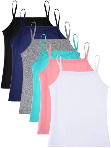 Girls Dance Tank Top 6 Pack - Cute Colors, Age 11-12 Years - Geyoga