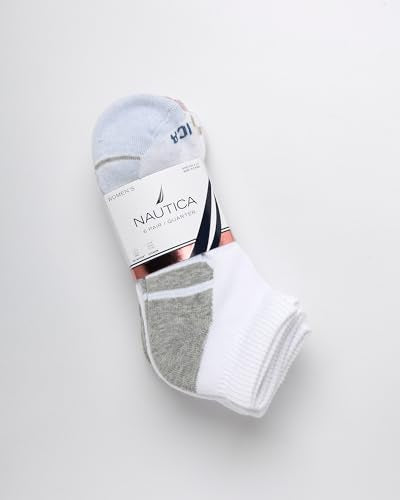 Moisture Wicking Quarter Socks - Cushion Athletic Socks 6 Pack - White Logo