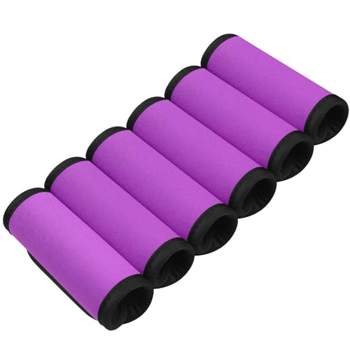 Luggage Handle Wraps - 6 Pack Soft Neoprene - Purple