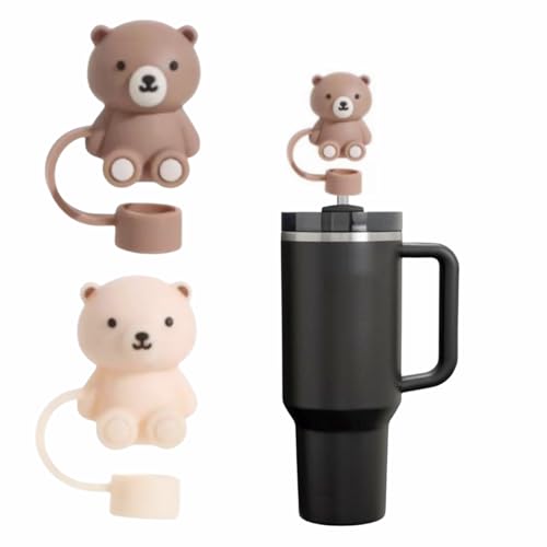 Bear Straw Cover for Stanley Cup - Silicone Straw Topper (2 Pack)