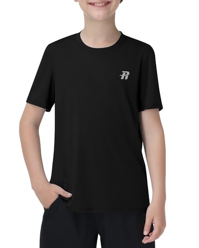 Boys UPF 50+ Short Sleeve Swim Shirt - Quick Dry Rashguard - XX-Large Black