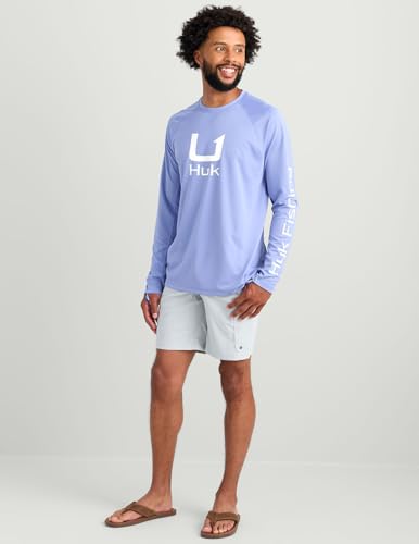 HUK Men's Icon Long-Sleeve Performance Fishing Shirt - Medium Lightning Sky