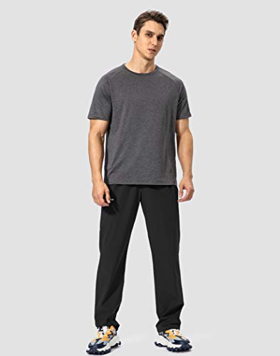Pudolla Men's Athletic Jogging Pants Large Black with Zipper Pockets