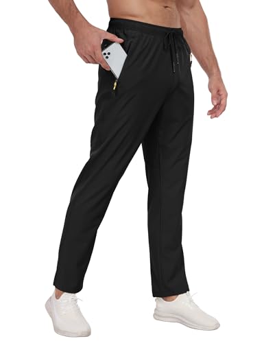 Zoofly Men's Black Athletic Jogger Pants - Breathable, Quick Dry, Water Resistant, Large