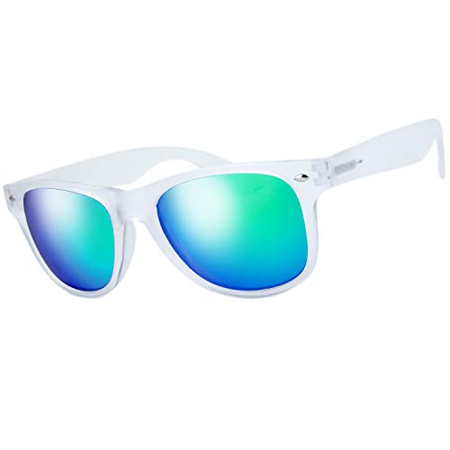 Horn Rimmed Sunglasses with Green Mirror Lens - Gift Box