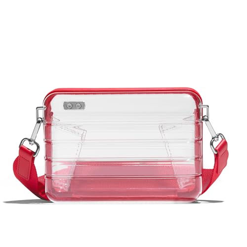 Clear Stadium Bag - Compact Crossbody Purse, Cherry Red