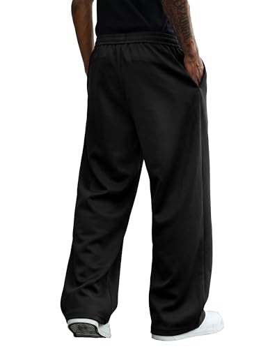 JEMLDL Men's Black Baggy Sweatpants Small Wide Leg Drawstring Elastic Waist