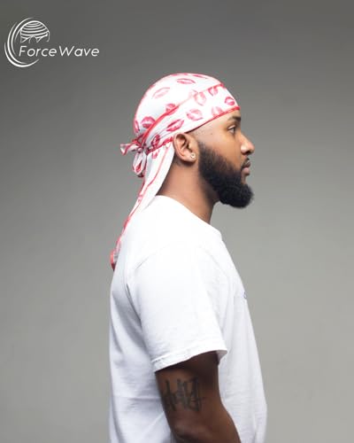 Silky Designer Durag with Kiss Pattern - 1pc