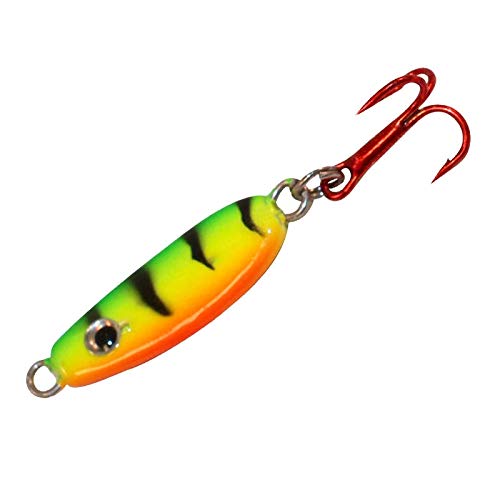 Forage Minnow Ice Fishing Jigging Spoon - 1/4 oz - UV Electric Perch