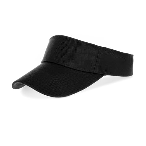 Kids Adjustable Cotton Sports Visor - Athletic Sun Hat for Tennis - Black