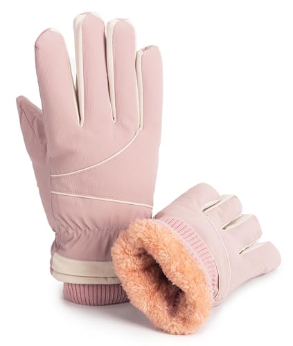 Winter Women Ski Gloves - Windproof Touchscreen Snow Glove - Pink, One Size
