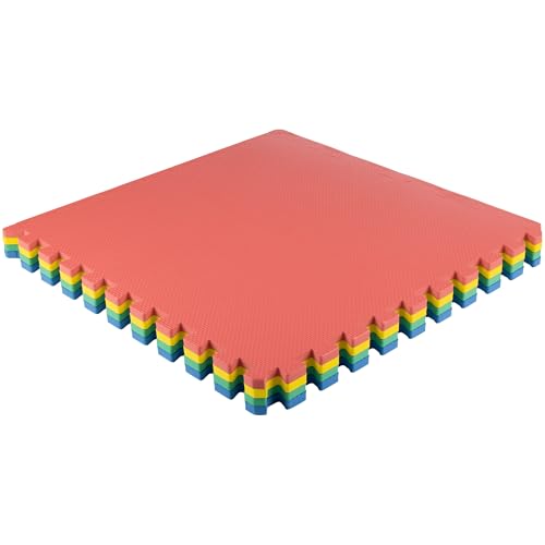 Multicolor EVA Foam Floor Tiles 4-Pack - Interlocking Exercise & Play Mats