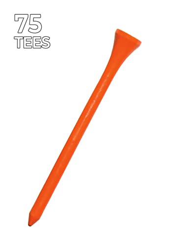 Deluxe 3-1/4 Inch Golf Tees - Citrus Orange, 75 Count