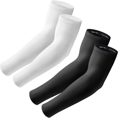UV Protection Cooling Arm Sleeves - 2 Pairs Black & White