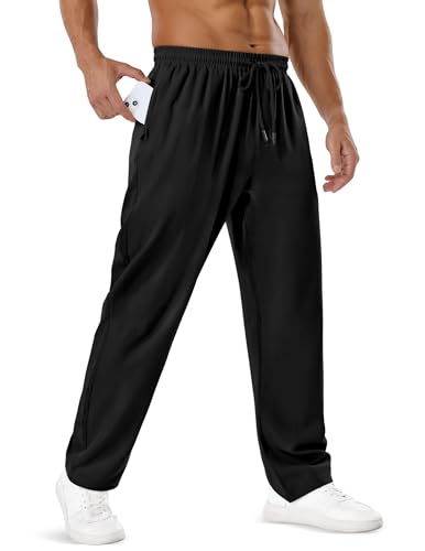 ASYJUMPD Men's Hiking Sweatpants with 3-Zip Pockets, Large / 01 Black