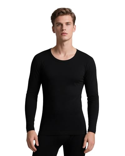 Thermal Underwear Set for Men - Fleece Lined Long Johns, XX-Large Black