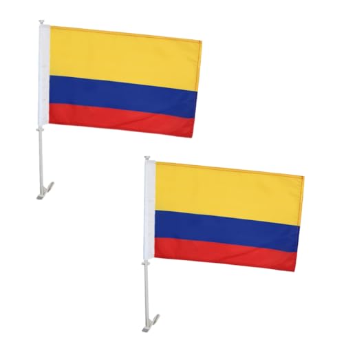 Colombia Car Flags - 2 Pack 11" x 17" with Flagpole Mount