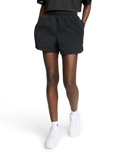 Woven Taslan Shorts for Women - 3" Inseam, Large, Black