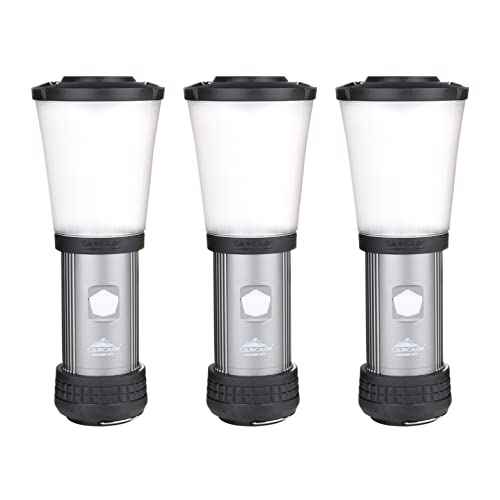 Cascade Mountain Tech 500-Lumen IPX4 Water-Resistant LED Flashlight Lantern with 3 Light Modes for Outdoor and Emergency Use - 3 Pack,Black