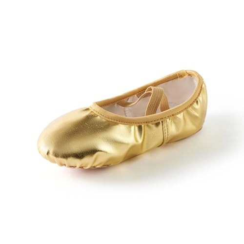 Missfiona Girls Ballet Shoes PU Leather Dance Slippers for Girls
