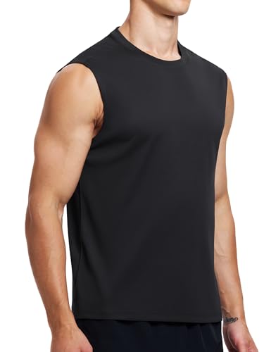 Men's Quick Dry Workout Tank Top - Sleeveless Gym Shirt - Small Black