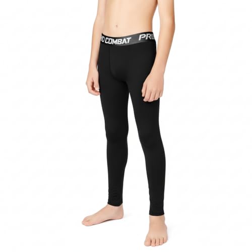 Boys Compression Pants - Youth Athletic Leggings for Sports - Black, Medium