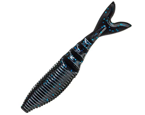 Zako Swimbait - 4 Inch Black with Large Blue Flake - 6 Pack