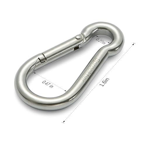 304 Stainless Steel Carabiner Spring Snap Hooks - 1.6 Inch, Set of 4 - Silver