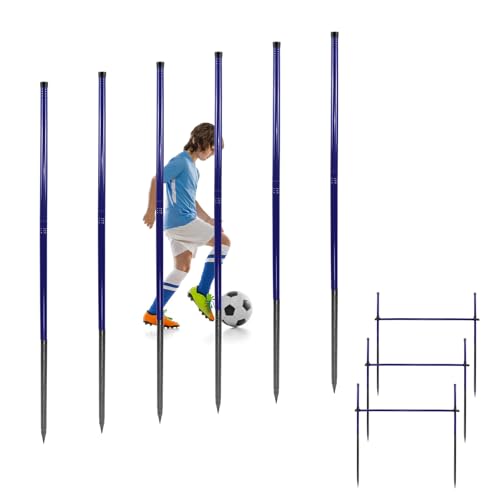 Adjustable Agility Poles - 6 Pack Metal Training Equipment