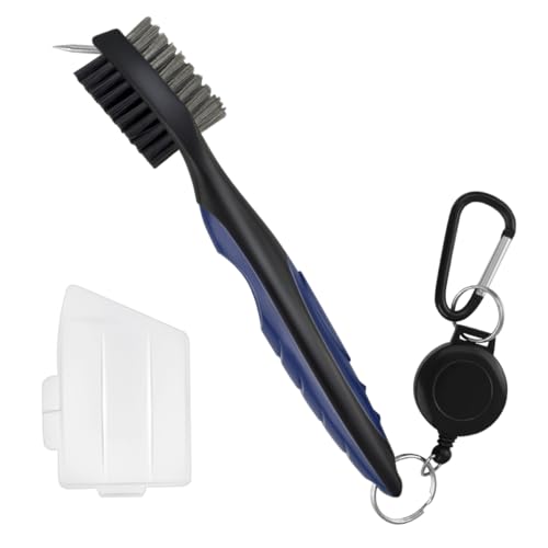 Retractable Golf Club Cleaning Brush with Carabiner - 3-in-1 Tool