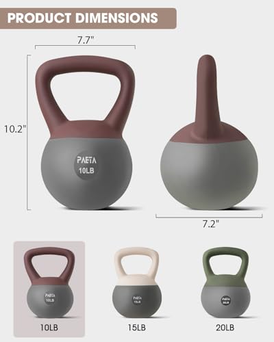 PAETA Soft Kettlebell 10lb Red – Anti-Slip Grip, Floor-Friendly Design for Home Fitness