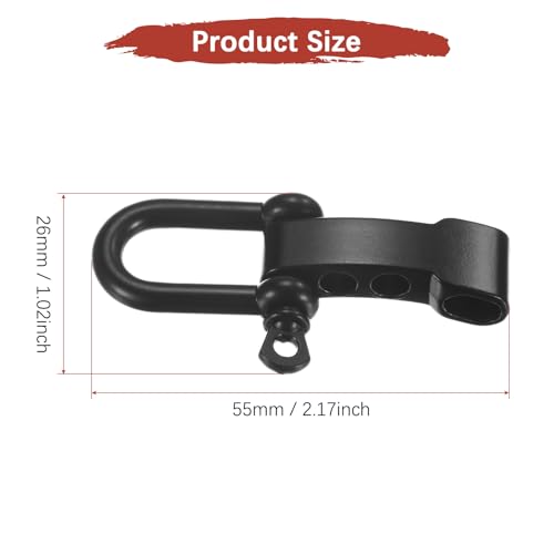Adjustable Metal Paracord Shackle Buckle - 4PCS Black