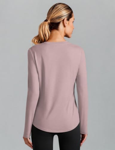 PINSPARK Women's Long Sleeve Workout Top - Athletic Hiking Shirt, Medium/Warm Tan