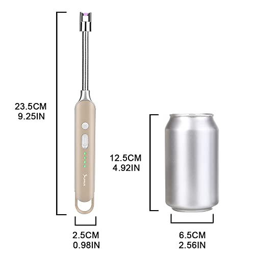 SUPRUS Electric Rechargeable Arc Lighter with LED Battery Display — Gold, 3 Packs, 360° Bendable Neck