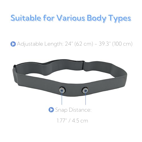 Heart Rate Monitor Chest Strap - Replacement for Polar H10/H9/H7, Garmin, Wahoo TICKR - Black